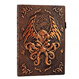 DND Campaign Journal with 3D Cthulhu Embossed Leather Cover - 192 Blank Pages A5 Vintage Notebook Great RPG Notepad for GM & Player
