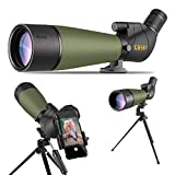 Gosky Updated 20-60x80 Spotting Scope with Tripod and Carrying Bag and Smartphone Adapter - BAK4 Angled Telescope - Waterproof Scope for Target Shooting Hunting Bird Watching Wildlife Scenery