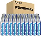 Powermax 100-Count AA Batteries, Ultra Long Lasting Alkaline Battery, 10-Year Shelf Life, Recloseable Packaging 100 Count (Pack of 1)