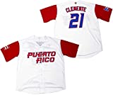 Kooy Roberto Clemente #21 Puerto Rico World Classic Baseball Jersey Men (White, X-Large)