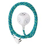 360 Electrical 360468 Habitat Braided Extension Cord w/ 2.4A Dual USB, 6 ft, Accent-Mint Julep, 6 ft, 6 Ft