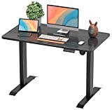 Furmax Electric Adjustable Sit Stand Home Office Desk Computer Workstation 43 x 24 inch with Preset Height Memory Controller Solid Wood Table Top (Black), 44 Inches