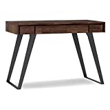 SIMPLIHOME Lowry SOLID WOOD and Metal Modern Industrial 44 inch Wide Home Office Desk, Writing Table, Workstation, Study Table Furniture in Distressed Charcoal Brown