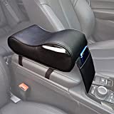 GSPSCN Car Center Console Armrest Pad Soft Memory Foam Pu Leather with Storage Pockets Seat Cushion (Black)