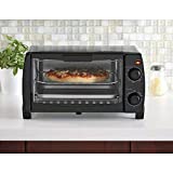 Mainstays 4-Slice Toaster Oven, Black, Includes 1 baking rack and 1 baking pan