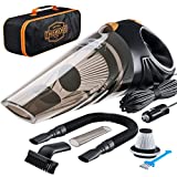 THISWORX Car Vacuum Cleaner - Portable, High Power, Handheld Vacuums w/ 3 Attachments, 16 Ft Cord & Bag - 12v, Auto Accessories Kit for Interior Detailing - Black