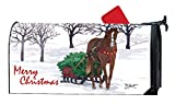 Studio M MailWraps Horse Drawn Sled, Winter Christmas, The Original Magnetic Mailbox Cover, Made in USA, Superior Weather Durability, Standard Size fits 6.5W x 19L Inch Mailbox