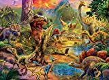 Ceaco 100 Piece Dino Glow, Glow in The Dark - Dino Landscape Jigsaw Puzzle, Kids and Adults