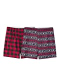 Fruit of the Loom Men's Tag-Free Boxer Shorts (Knit & Woven), Woven-2 Pack-Holiday, Medium