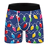 Ainuno Christmas Underwear for Men Mens Christmas Boxers Novelty Gag Gifts Holiday Boxer Briefs Ugly Xmas Design Printed Christmas Lights Lantern Graphic Cartoon Mid Rise Underpants Pj Shorts Soft