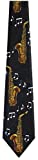 Mens Novelty Saxophone Necktie - Black Gold