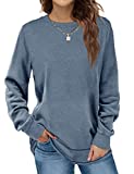 Dofaoo Tunic Tops For Leggings For Women Long Sleeve Crew Neck Shirts Blue L