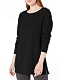 Amazon Essentials Women's Open-Neck Fleece Tunic Sweatshirt, Black, Large