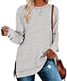 Tunic Tops for Leggings for Women Long Soft Tshirt Yoga Sweatshirts 2023 Womens Sweaters Light Grey M