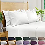 Bampure 100% Organic Bamboo Sheets King Size - 6-piece Super Soft, Wrinkle-Free Bamboo King Sheets - Odor Resistant Bed Cooling Sheets King Set - Luxury Deep Pocket King Size Bamboo Sheets Set (White)