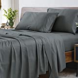 CozyLux 100% Organic Bamboo Sheets King Size Dark Grey 300 Thread Count Oeko-TEX Certified Cooling Bed Sheets Set for Night Sweats 4PCS with 16" Deep Pocket Luxury Silk Feel Hotel Bedding Dark Gray