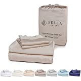 King Size Sheet Set | Made from 100% Organic Bamboo | Softer than Silk and Cotton | Cooling for Hot Sleepers | Moisture Wicking | 18” Extra Deep Pocket Fitted Sheet, Flat Sheet, 2 Pillowcases [Dune]