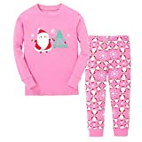 Tphon Girls Christmas Pajamas Toddler Boy Kids Holiday Pajamas Set Santa PJS Winter Sleepwear Children Clothes(7Y, Pink)