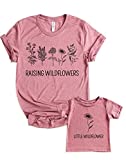 Teeny Fox Raising Wildflowers Little Sunflower Mother Daughter Matching Outfits Mom and Me Cute Family Shirts