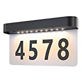 House Numbers for Outside, Address Numbers for Houses,Solar Address Plate for House Numbers, LED Illuminated Waterproof Outside Address Sign for Houses Lawn Yard Street and Patio(Warm /White )