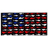 Sharks American Flag Beach Towel 30 x 60 inch 100% Cotton (Sharks American Flag, One Towel)