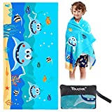 Touchat Beach Towel for Kids, Super Absorbent Quick Dry Microfiber Beach Towel 24''x 48'', 300GSM Thick Soft Sand Free Cute Shark Beach Pool Swim Bath Travel Picnic Camping Towel for Boys Girls