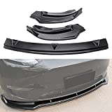 MotorFansClub 3pcs Front Bumper Lip Splitter Fit For Compatible With Tesla Model Y 2020-2021 Spoiler Splitter, Carbon Fiber Style