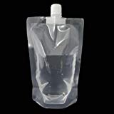 100x Drink Pouches Disposable Plastic Drinking Flasks Packaging Bag w/Rotating Nozzle Hand-held Clear Smoothie Bags for Juice Milk Brewing Beer Storaging Liquid