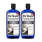 Dr Teal's Epsom Salt Activated Charcoal & Hawaiian Black Lava Salt Foaming Bath - Pack of 2, 34 Oz ea - Detoxify and Moisturize Your Skin, Relieve Stress and Sore Muscles, Long Lasting Bubbles