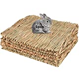 Anyuxin Rabbit Grass Mat - Woven Bed Mat, Bunny Bedding for Small Animals, Natural Straw Woven Bed for Pet Nesting, Nature Hay Mat Chewing Play Toy for Guinea Pig, Hamster, Squirrel and More3 Pack