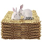 Tfwadmx 20 Pcs Bunny Grass Mat Rabbit Natural Straw Woven Bed Small Animal Cages Sleeping Hay Mats Nest Play Chew Toys for Guinea Pig, Parrot, Hamster, Chinchilla, Squirrel and Small Animal