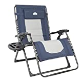 Coastrail Outdoor Oversized Zero Gravity Chair Padded XXL Reclining Folding Patio Lounge Chair Adjustable Recliner with Cup Holder & Side Table, 500lbs Weight Capacity