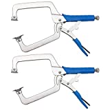 DRAGONITE Heavy Duty C Clamp, Vise Grip Locking Pliers With Swivel Pads, 18 Inch Face Clamp for Woodworking, Welding and Pocket Hole Joinery, 2 Piece