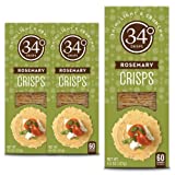 34 Degrees Crisps | Rosemary Crisps | Thin, Light & Crunchy Rosemary Crisps, 3 Pack (4.5oz each)