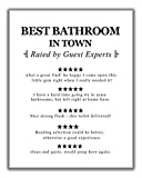 Funny Bathroom ‘Guest Reviews’ Wall Art - 11x14 UNFRAMED Black and White Saying Decor Print. “Best Bathroom in Town - Reviewed by Guest Experts”