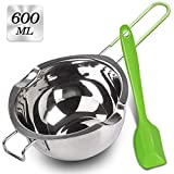 Stainless Steel Double Boiler with Silicone Spatula, Chocloate Metls Pot with Heat Resistant Handle for Melting Chocolate, Candy, Candle, Soap and Wax…