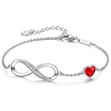 CDE Infinity Heart Symbol Charm Bracelet for Women 925 Sterling Silver Adjustable Mother's Day Jewelry Gift Birthday Christmas Gifts for Women Mom Wife Girls Her