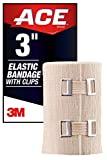 ACE 3 Inch Elastic Bandage with Clips, Beige, Great for Elbow, Ankle, Knee and More, Ideal for Sports, Comfortable design with soft feel, Wash and Reuse