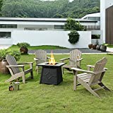 All-Weather Outdoor Adirondack Chair Set of 4 for Fire Pit Garden Porch Deck, Oversized Poly Lumber Classic Patio Chairs, Brown