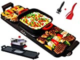 SKAIVA 3 in 1 Electric Smokeless Grill and Hot Pot with Steamer, Detachable Shabu Shabu Hot pot Electric, Indoor Korean BBQ Grill, Non-Stick KBBQ Hotpot Grill Combo