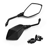 MICTUNING Universal Hawk-eye Motorcycle Convex Rear View Mirror - with 10mm Bolt, Handle Bar Mount Clamp Compatible with Cruiser, Suzuki, Honda, Victory and More