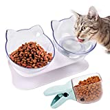 Legendog Cat Bowls,15°Tilted Cat Food Bowl Double Cat Dishes, Cat Feeder Cat Feeding Bowl Raised with Stand, Cat Food Water Bowl for Cats and Small Dog