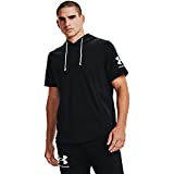 Under Armour Men's Rival Terry Short-Sleeve Hoodie , Black (001)/Onyx White , Large