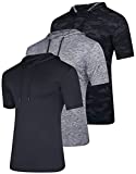 3 Pack: Mens Dry Fit Moisture Wicking Short Sleeve Active Athletic Hoodie Pullover Sweatshirt Workout Running Fitness Gym Sports Casual Sweatshirt Outdoor Summer Hiking Beach Outfit- Set 5, L