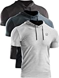 Neleus Men's 3 Pack Dry Fit Running Shirt Workout Athletic Shirt with Hoods,Grey Black,Slate Gray,Light Grey,US XL,EU 2XL