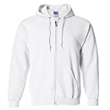 Gildan Heavy Blend Unisex Adult Full Zip Hooded Sweatshirt Top (L) (White)