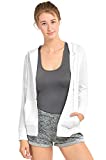 Sofra Women's Thin Cotton Zip Up Hoodie Jacket (L, White)