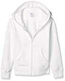 Amazon Essentials Girls' Fleece Zip-Up Hoodie Sweatshirts, White, X-Small