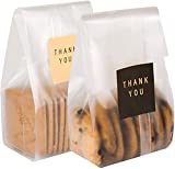 LOKQING Cellophane Treat Bags Cookie bags for Packaging Clear Gift Bags with Stickers for Cookies,Candy,Chocolates(Fog,9x3.3inch)
