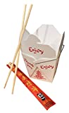 Combo - Pack of 25 Chinese Take Out Boxes Pagoda 16 oz/Pint Size Party Favor and Food Pail with 25 Chopsticks in DHI Packaging